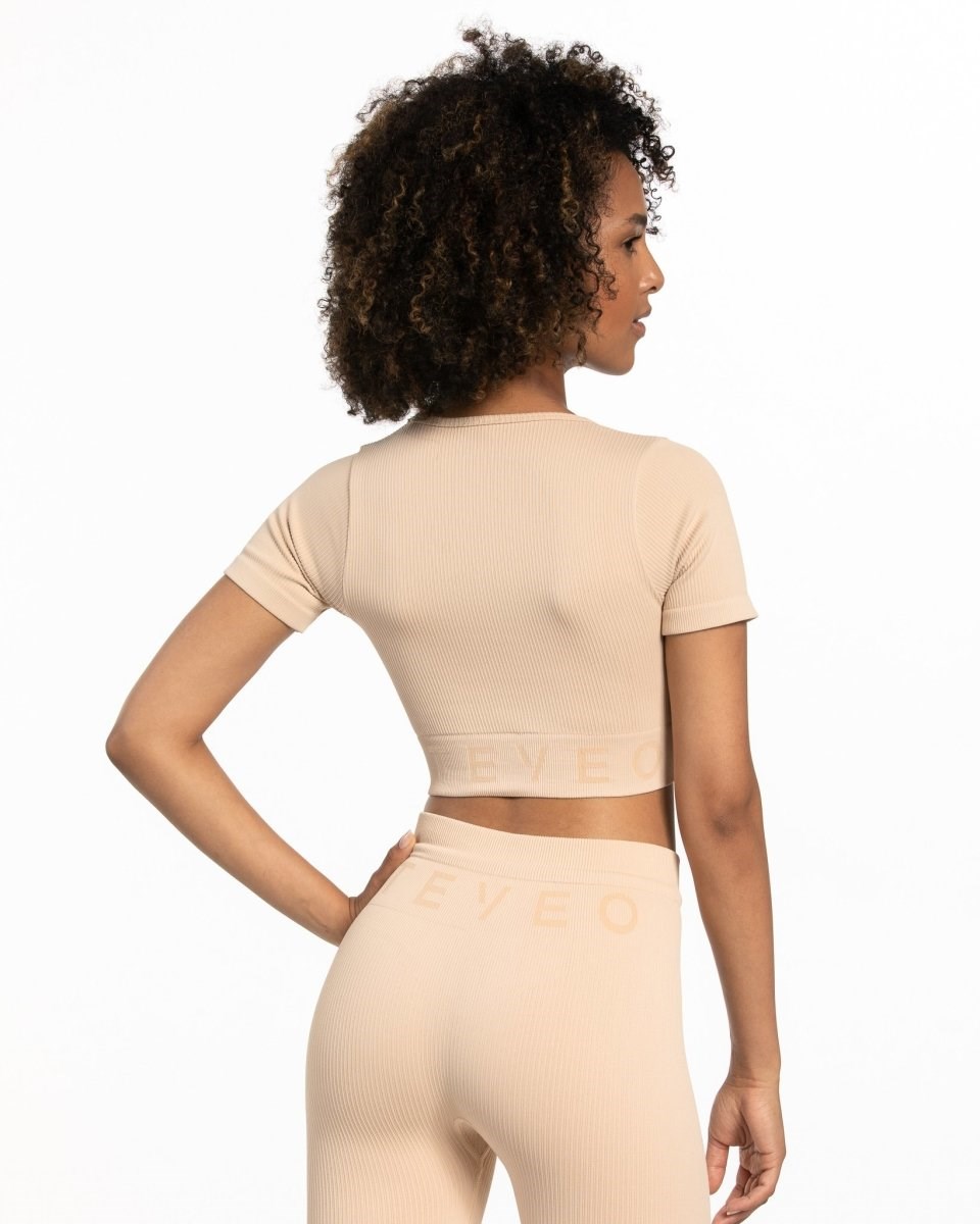 TEVEO Gerippt Crop Top Nude | 037246TYI