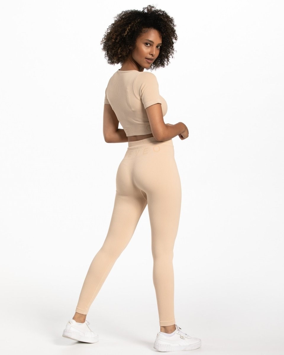 TEVEO Gerippt Crop Top Nude | 037246TYI