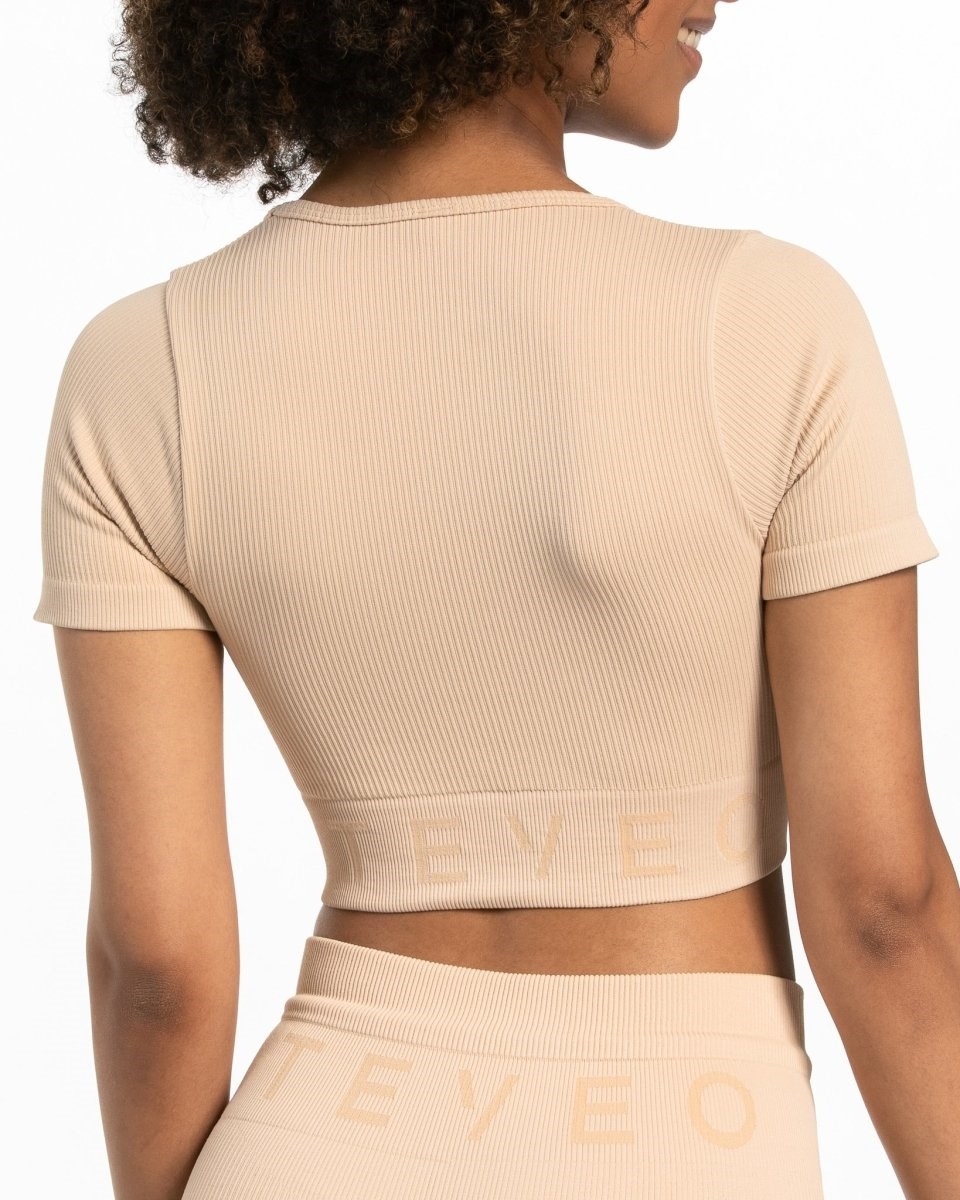 TEVEO Gerippt Crop Top Nude | 037246TYI
