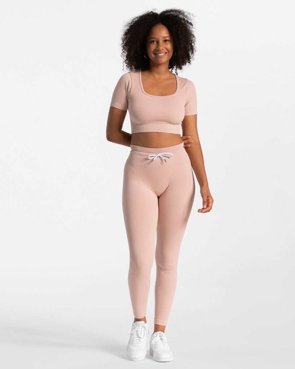 TEVEO Gerippt Crop Top Rosa | 751046ANP