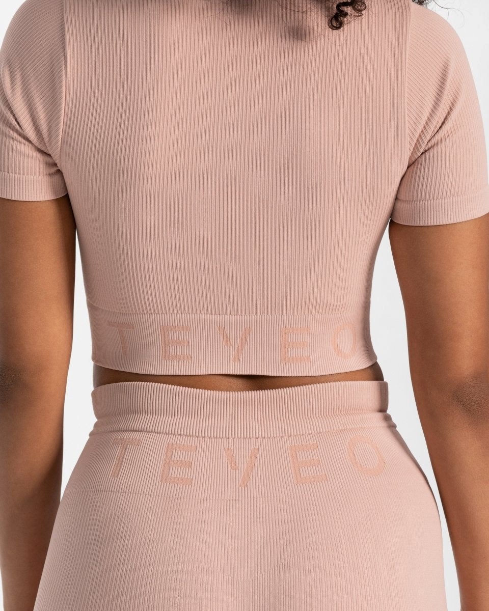 TEVEO Gerippt Crop Top Rosa | 751046ANP