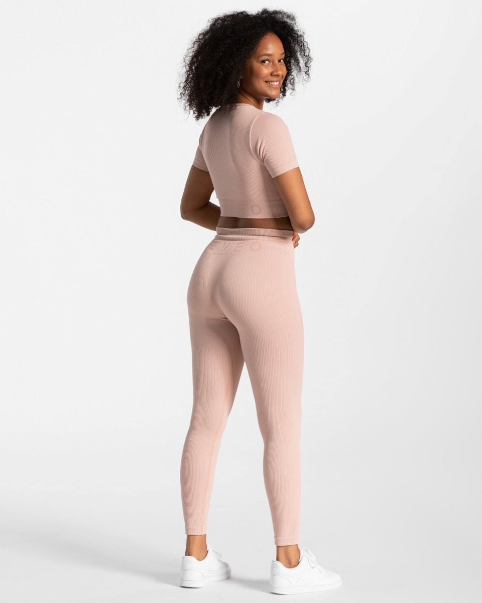 TEVEO Gerippt Crop Top Rosa | 751046ANP