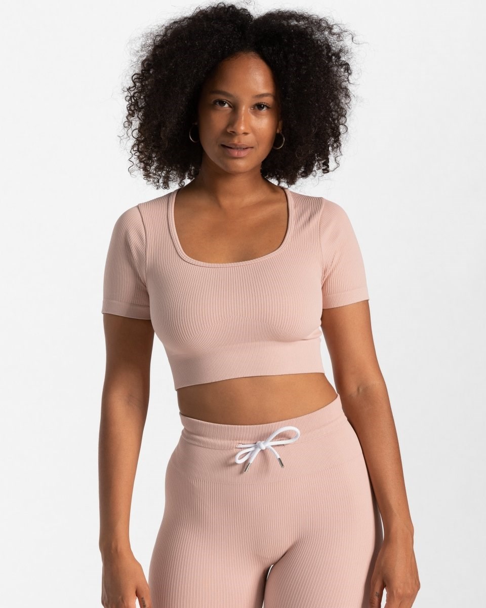 TEVEO Gerippt Crop Top Rosa | 751046ANP