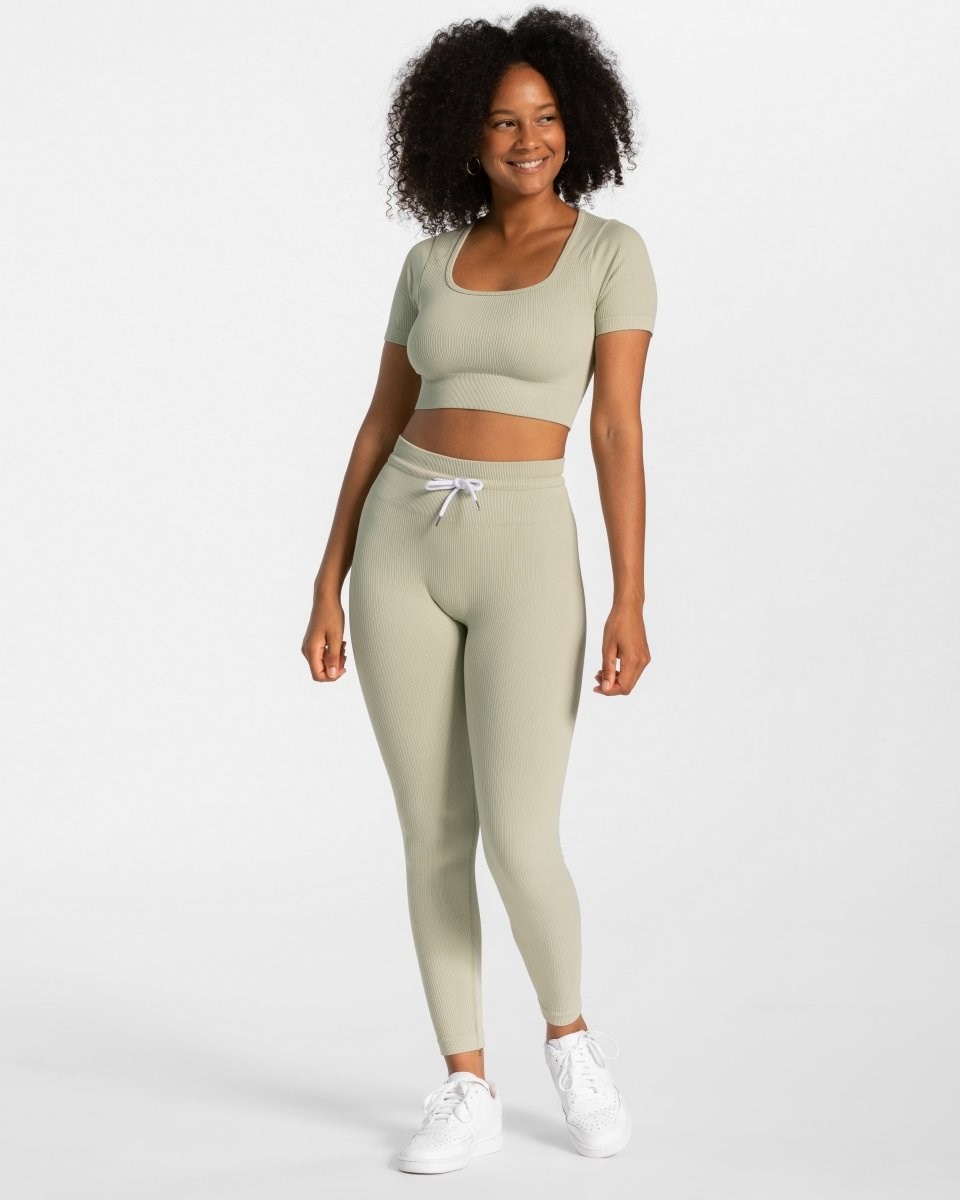 TEVEO Gerippt Crop Top Salbei | 031586JBX