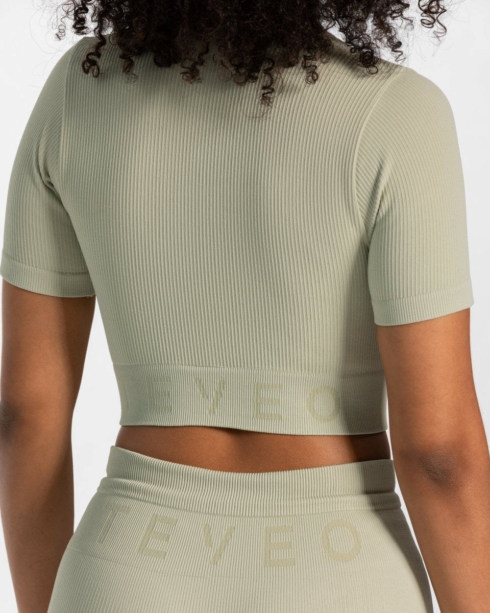 TEVEO Gerippt Crop Top Salbei | 031586JBX