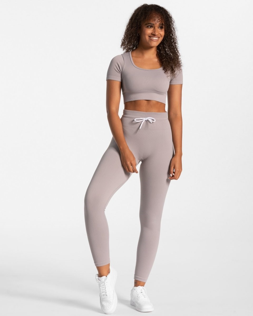 TEVEO Gerippt Crop Top Stone | 352914TFR