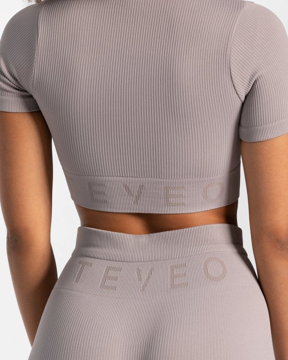 TEVEO Gerippt Crop Top Stone | 352914TFR