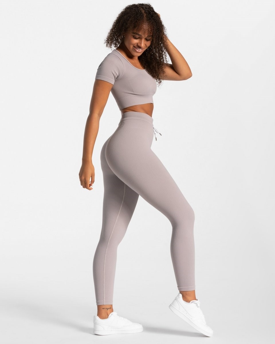 TEVEO Gerippt Crop Top Stone | 352914TFR