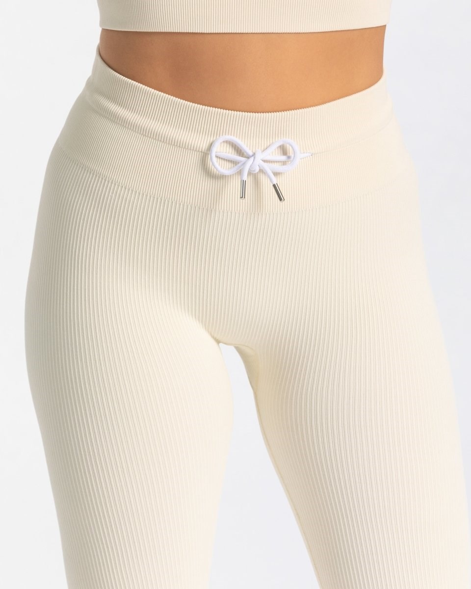 TEVEO Gerippt Leggings Ivory | 607249LXW