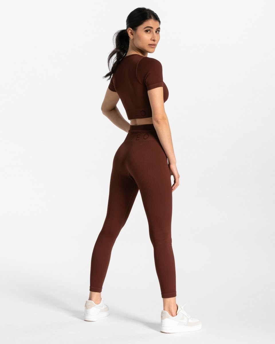 TEVEO Gerippt Leggings Mahagoni | 903716CFM