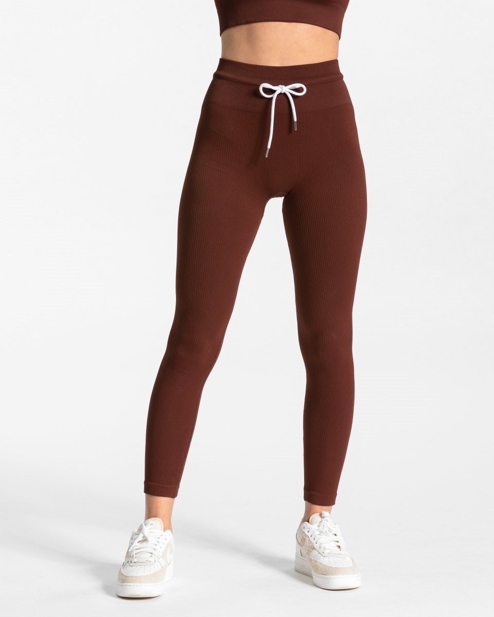 TEVEO Gerippt Leggings Mahagoni | 903716CFM