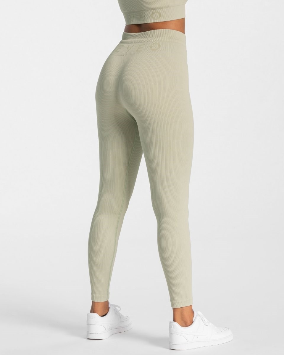 TEVEO Gerippt Leggings Salbei | 640275OVQ