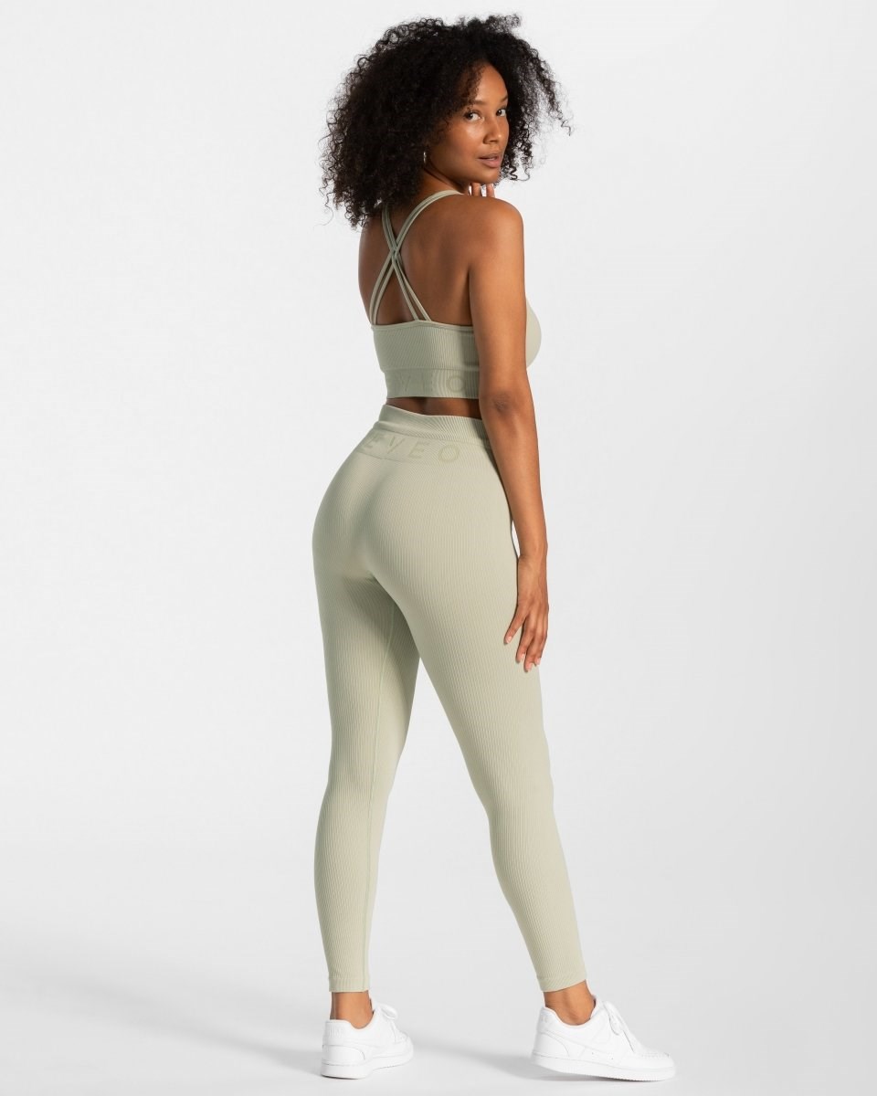 TEVEO Gerippt Leggings Salbei | 640275OVQ