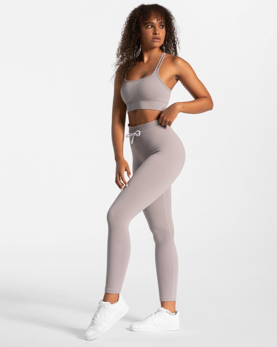 TEVEO Gerippt Leggings Stone | 358219FEM