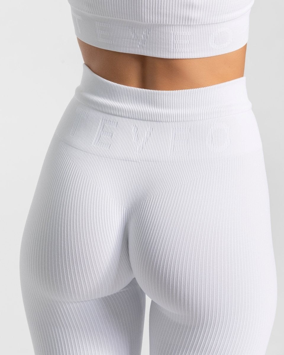 TEVEO Gerippt Leggings Weiß | 810692MIJ