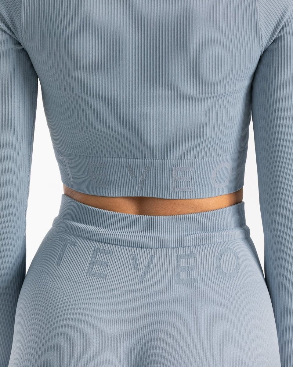 TEVEO Gerippt Zip Jackets Blau | 085937FXL