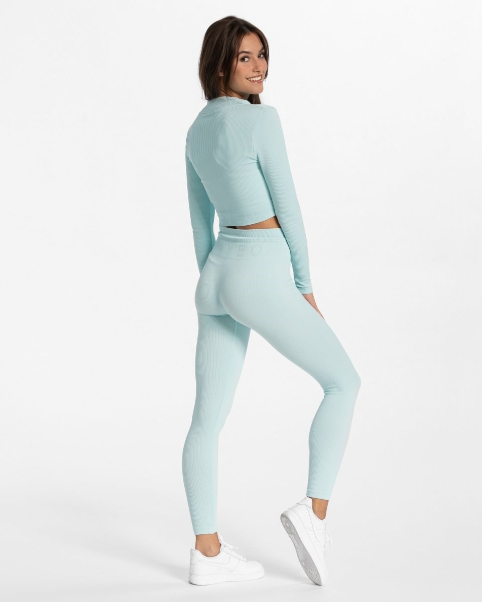 TEVEO Gerippt Zip Jackets Blau | 096754QXR