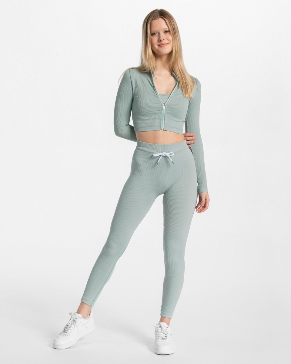 TEVEO Gerippt Zip Jackets Blau | 150469LFB