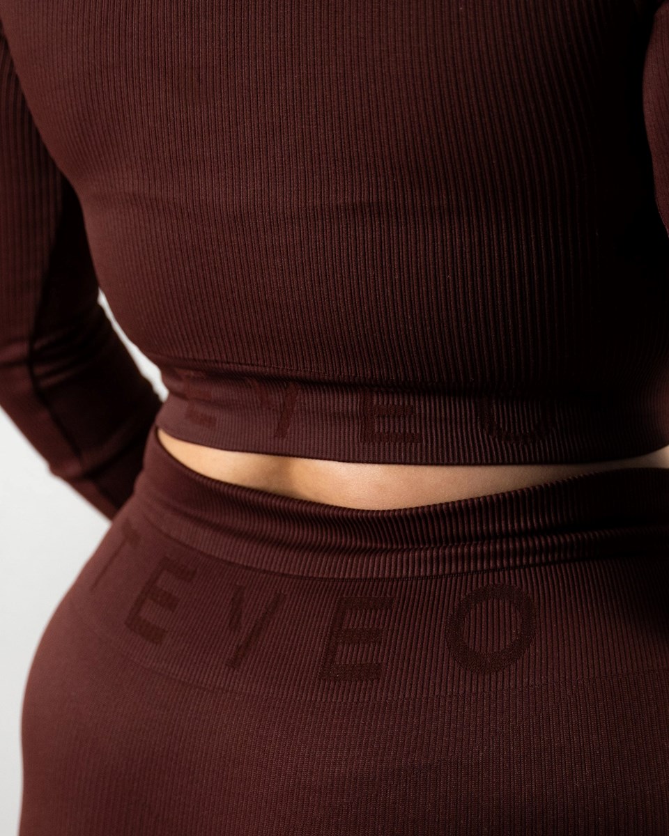 TEVEO Gerippt Zip Jackets Mahagoni | 206479HLP