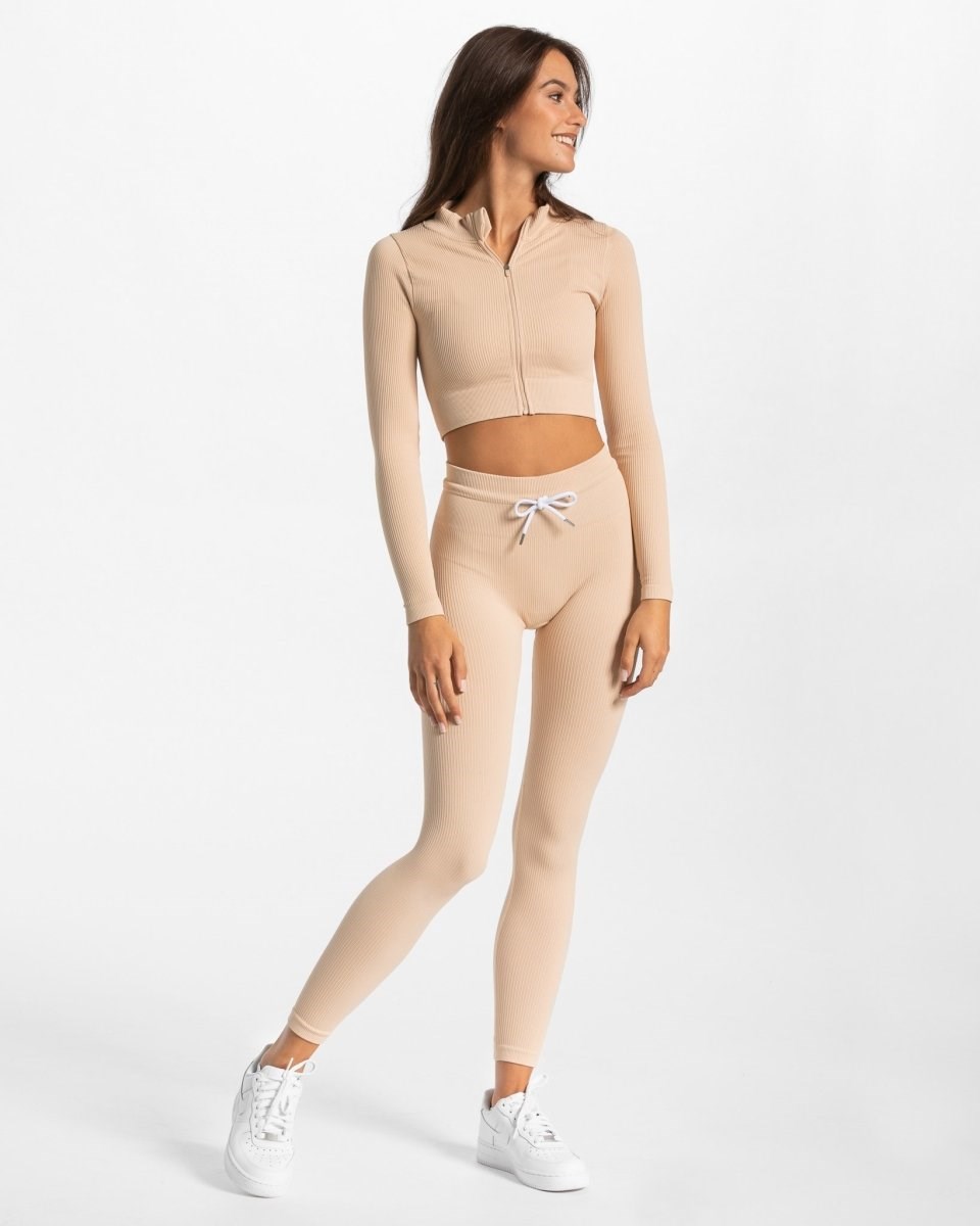 TEVEO Gerippt Zip Jackets Nude | 351927HDS