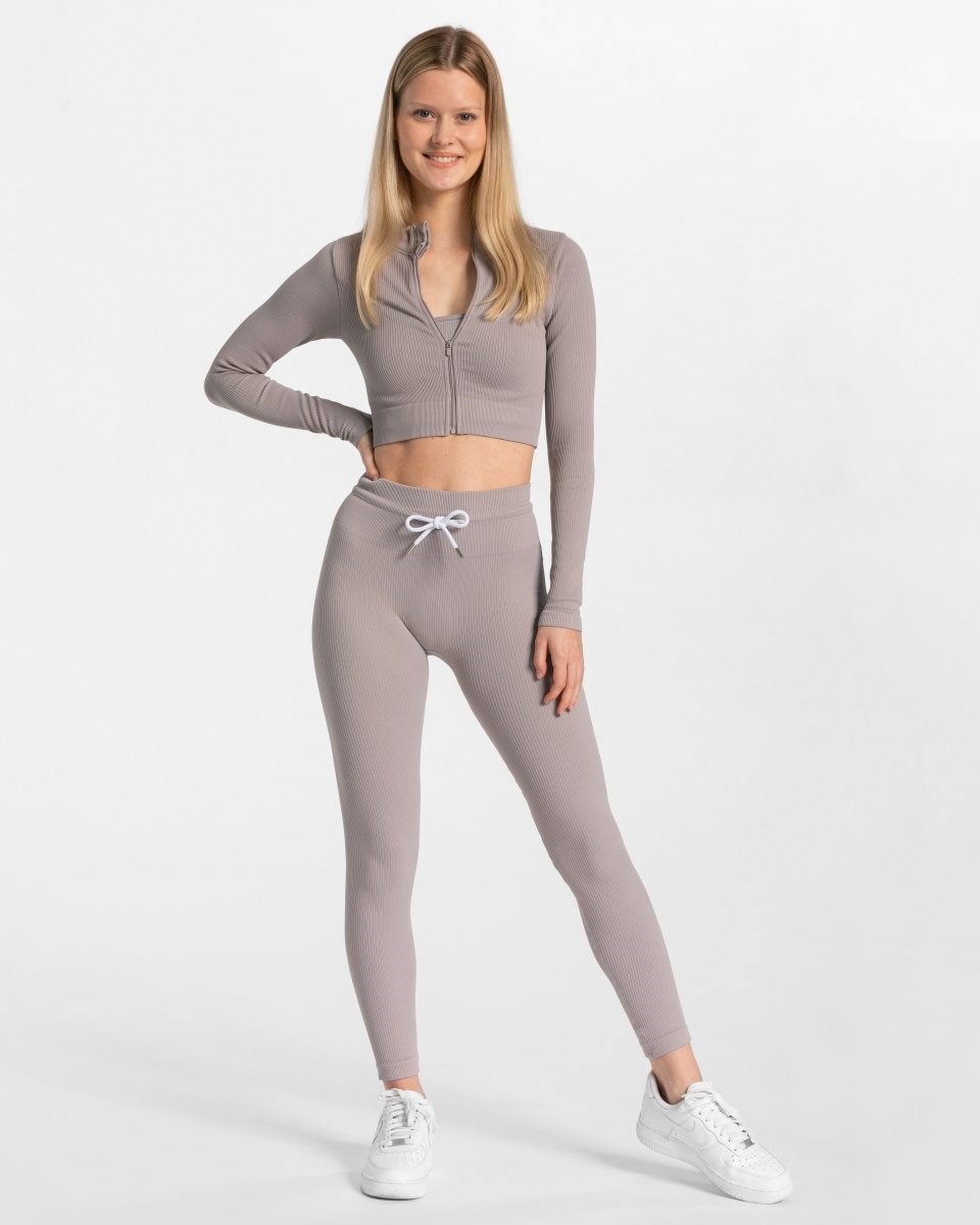 TEVEO Gerippt Zip Jackets Stone | 928603LWT