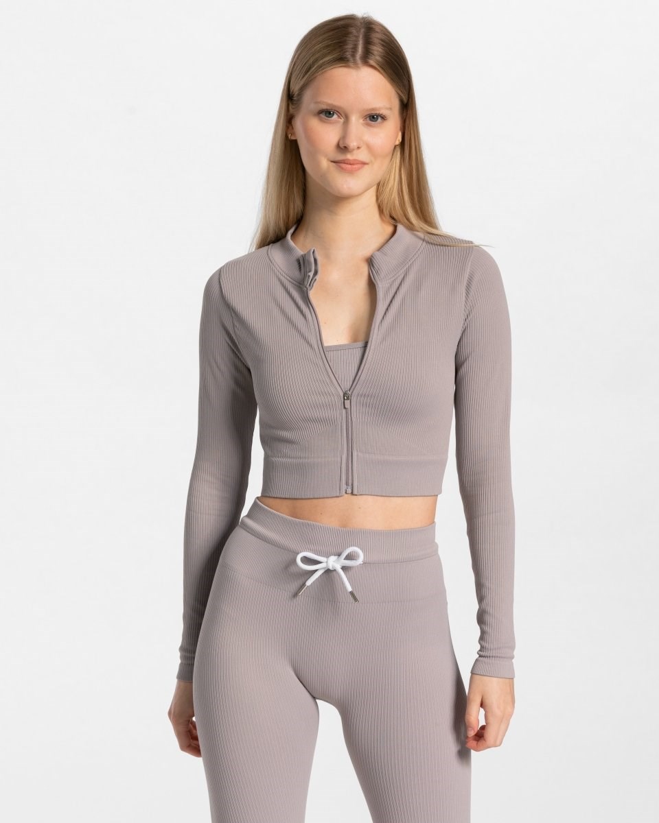TEVEO Gerippt Zip Jackets Stone | 928603LWT