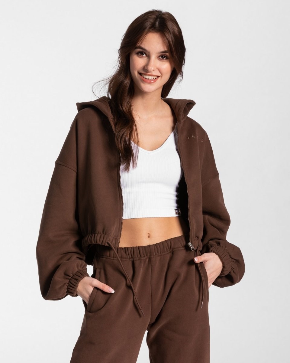 TEVEO Iconic Oversized Zip Hoodie Braun | 365791KFG