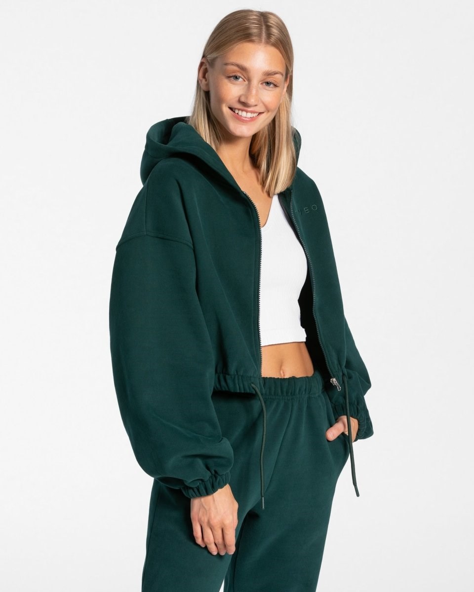 TEVEO Iconic Oversized Zip Hoodie Dunkelgrün | 637198GBF