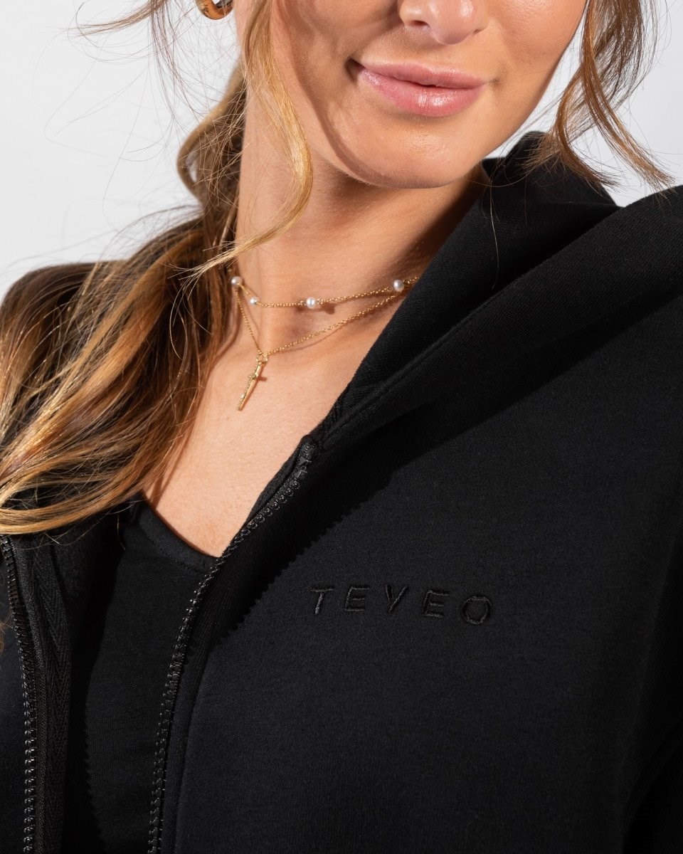 TEVEO Iconic Oversized Zip Hoodie Schwarz | 345906OFB