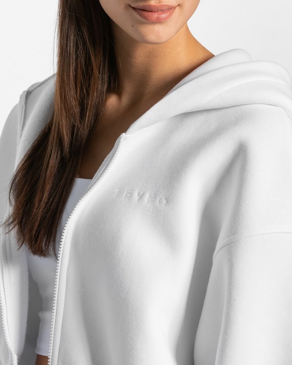 TEVEO Iconic Oversized Zip Hoodie Weiß | 426189TPM