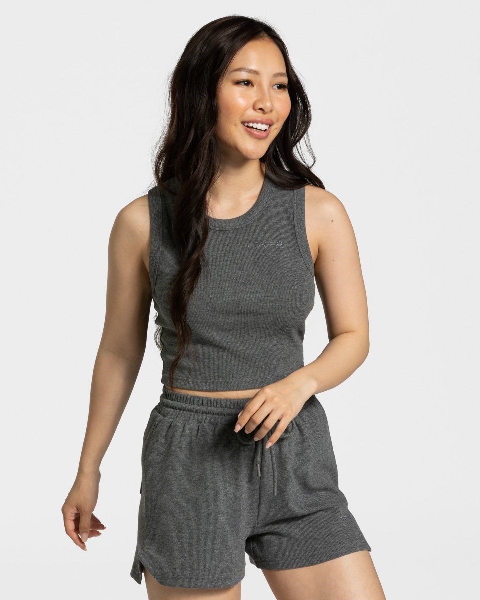 TEVEO Lounge Crop Top Dunkelgrau | 154280EFJ