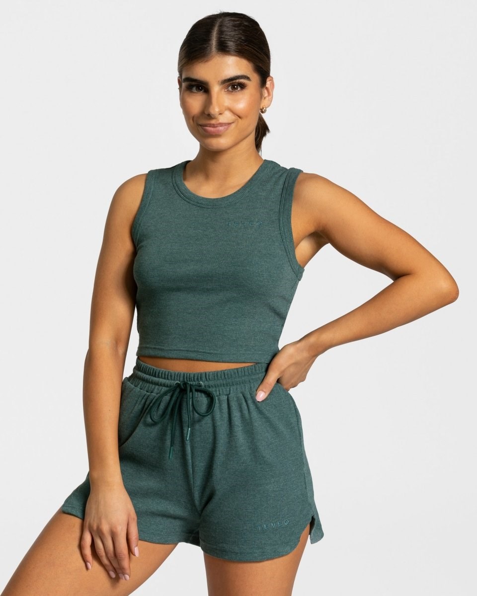 TEVEO Lounge Crop Top Dunkelgrün | 504718DXJ