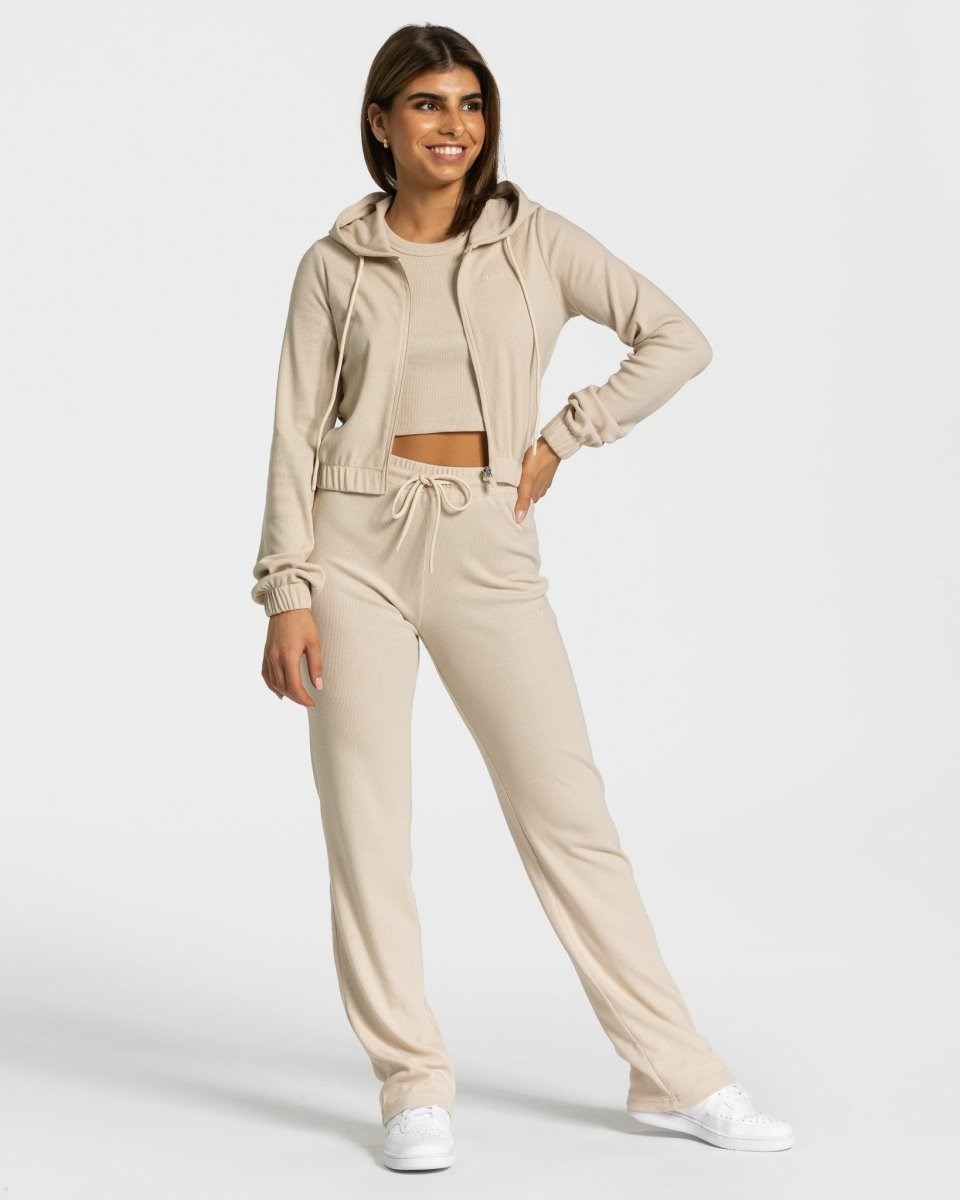 TEVEO Lounge Zip Hoodie Beige | 865347DCF