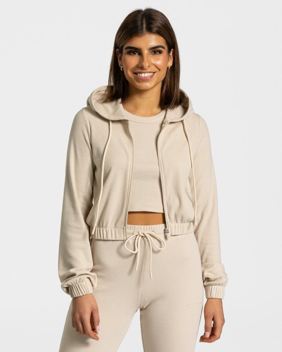 TEVEO Lounge Zip Hoodie Beige | 865347DCF