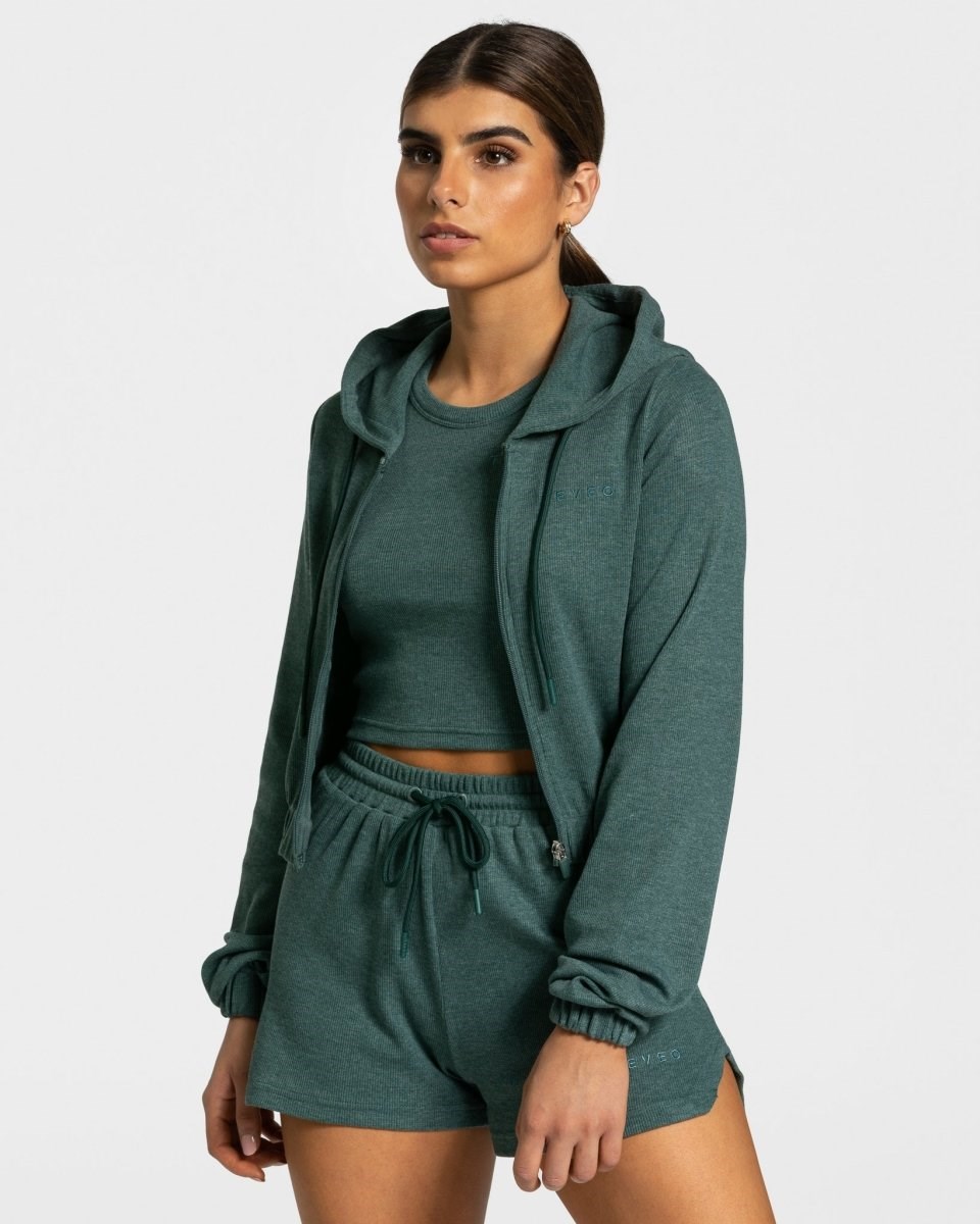 TEVEO Lounge Zip Hoodie Dunkelgrün | 946510JKE