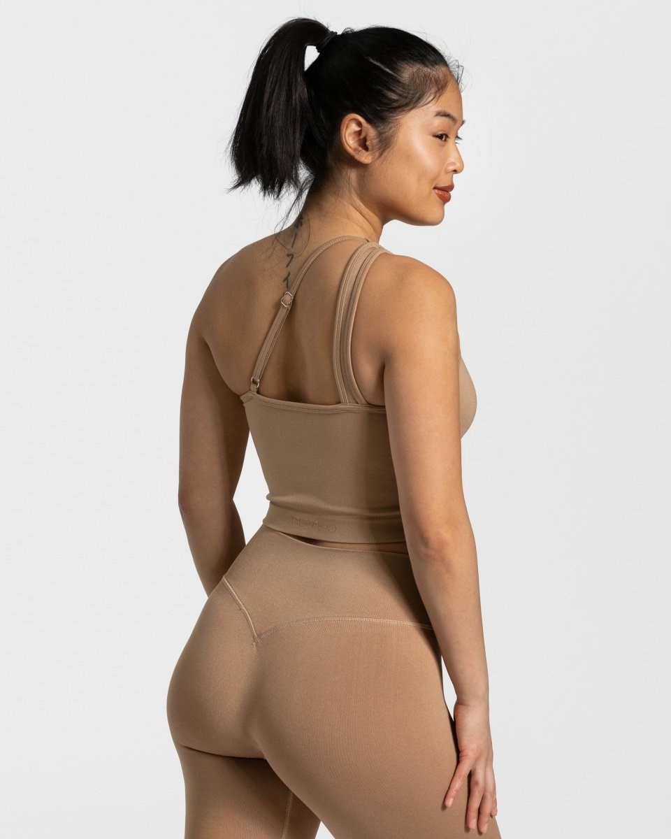 TEVEO Sassy One Shoulder Top Beige | 724306VWH