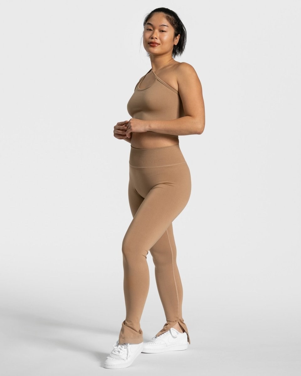 TEVEO Sassy One Shoulder Top Beige | 724306VWH