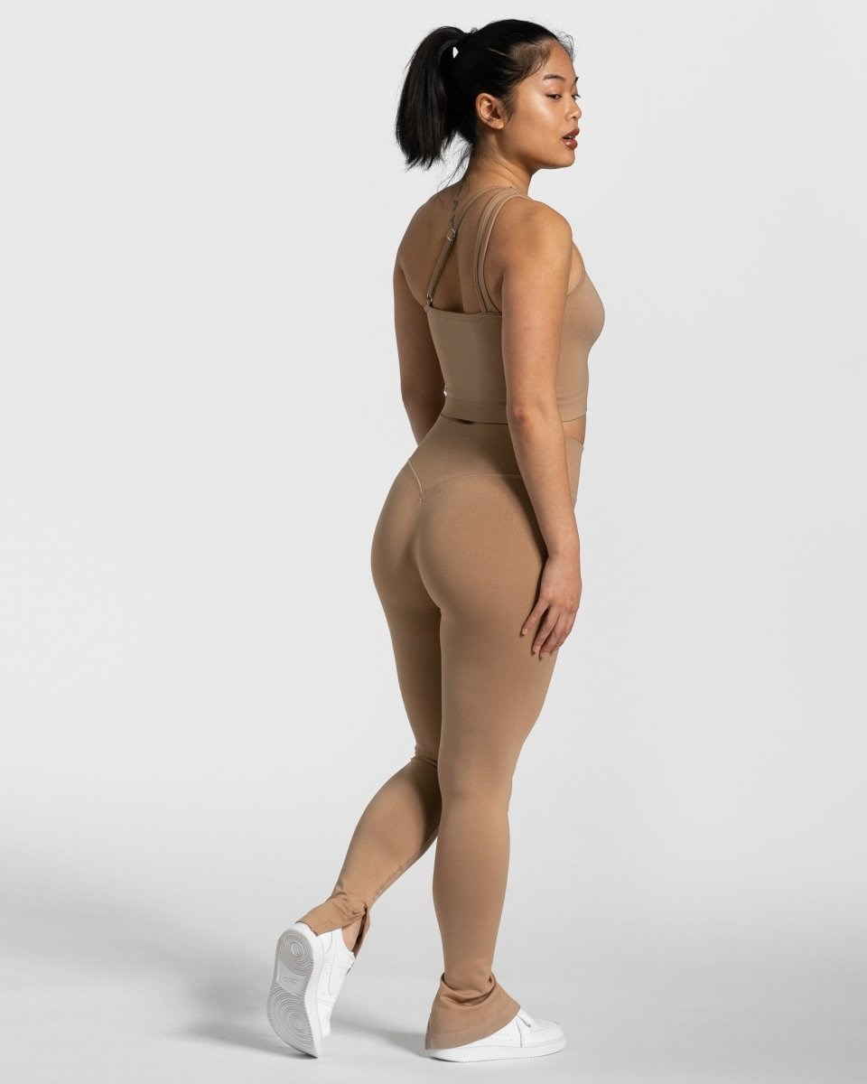 TEVEO Sassy One Shoulder Top Beige | 724306VWH