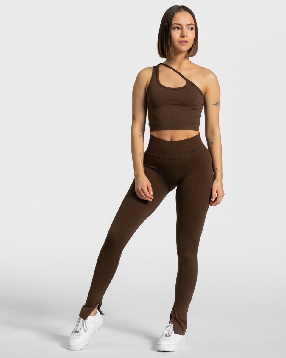 TEVEO Sassy One Shoulder Top Braun | 853602LEG