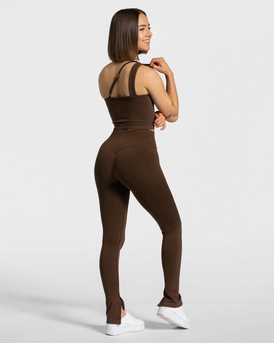 TEVEO Sassy One Shoulder Top Braun | 853602LEG