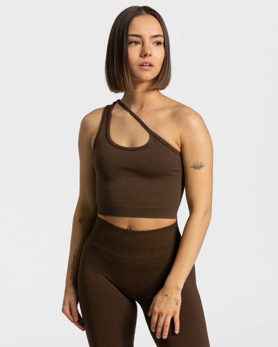 TEVEO Sassy One Shoulder Top Braun | 853602LEG