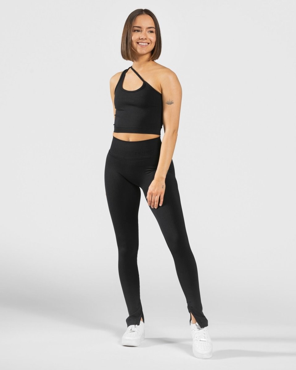 TEVEO Sassy One Shoulder Top Schwarz | 654328TFO