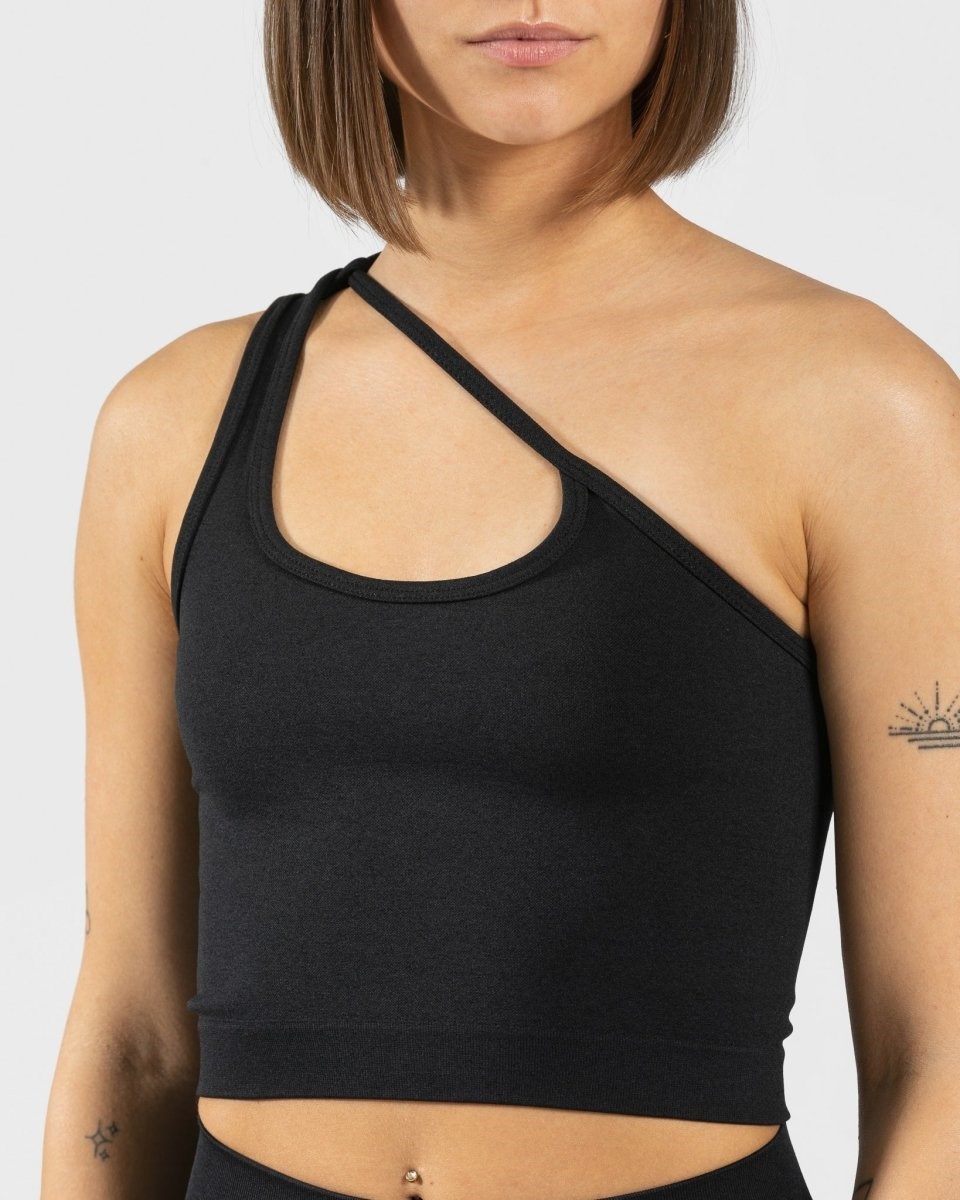 TEVEO Sassy One Shoulder Top Schwarz | 654328TFO