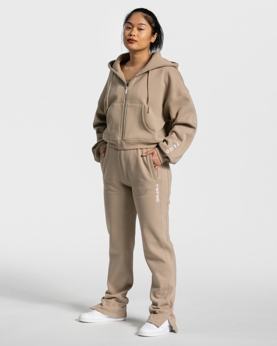 TEVEO Sassy Slit Jogger Beige | 341026QTK