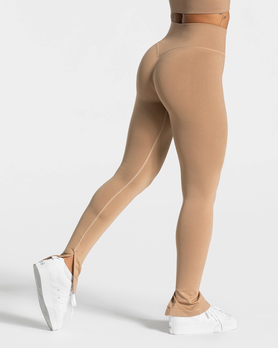 TEVEO Sassy Slit Leggings Beige | 204639PZI