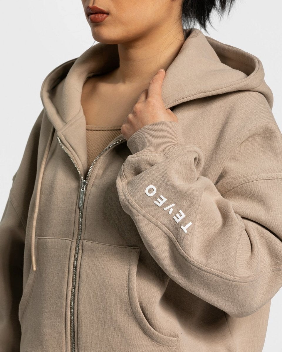 TEVEO Sassy Zip Hoodie Beige | 263154SZD
