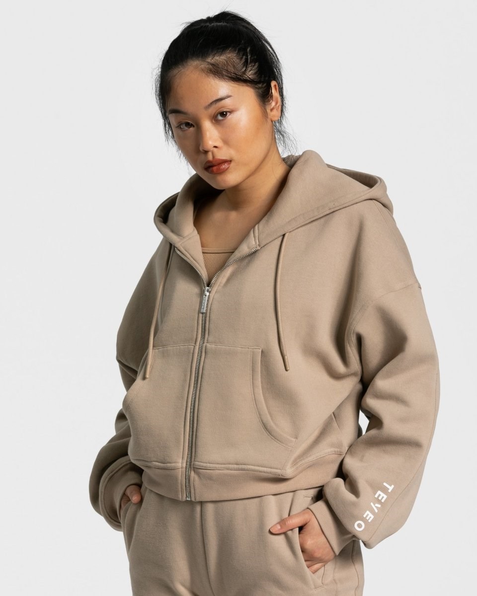 TEVEO Sassy Zip Hoodie Beige | 263154SZD