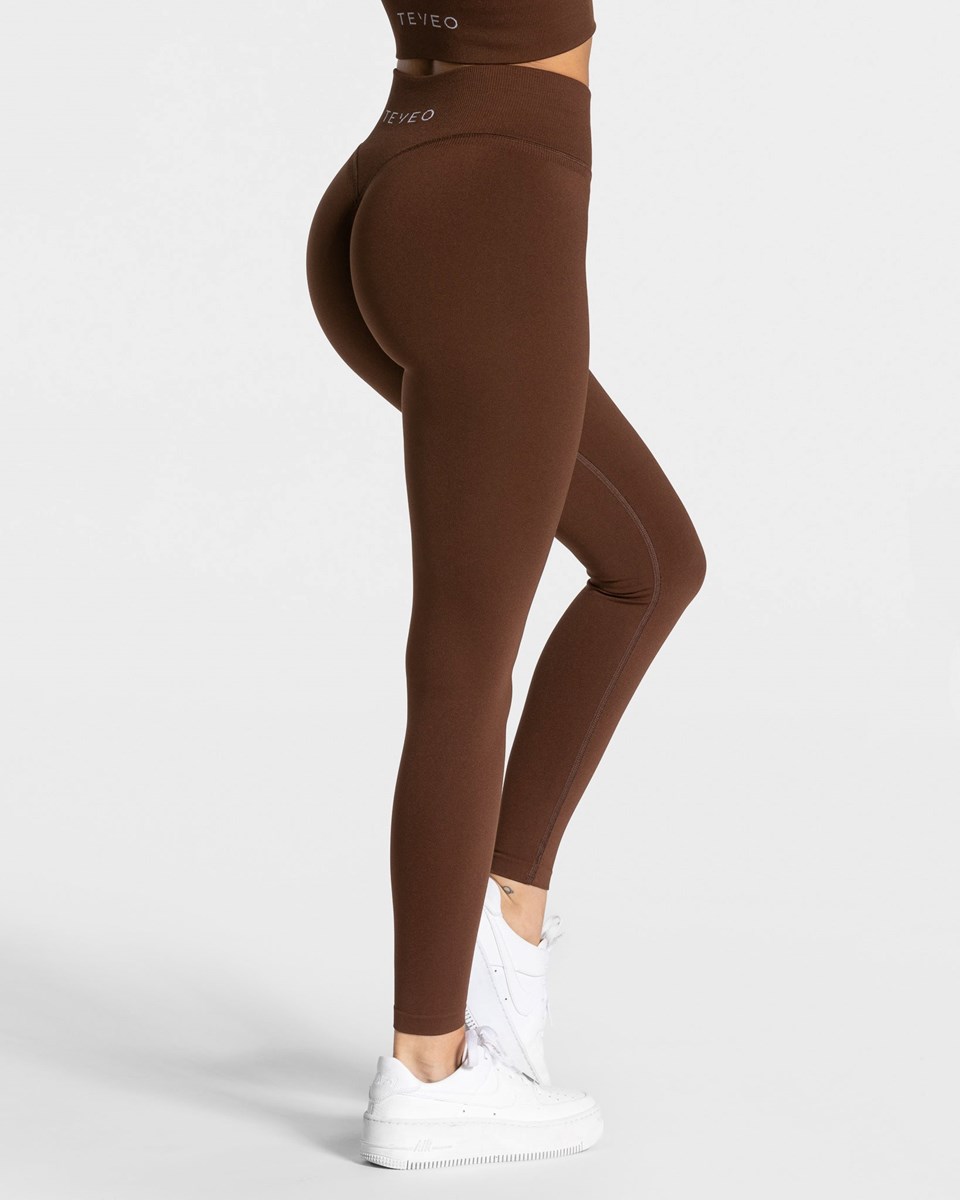 TEVEO Statement Scrunch Leggings Kaffee | 485716FEX