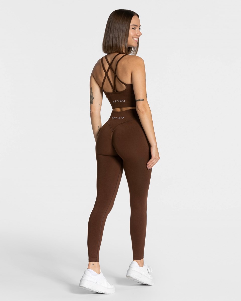 TEVEO Statement Scrunch Leggings Kaffee | 485716FEX
