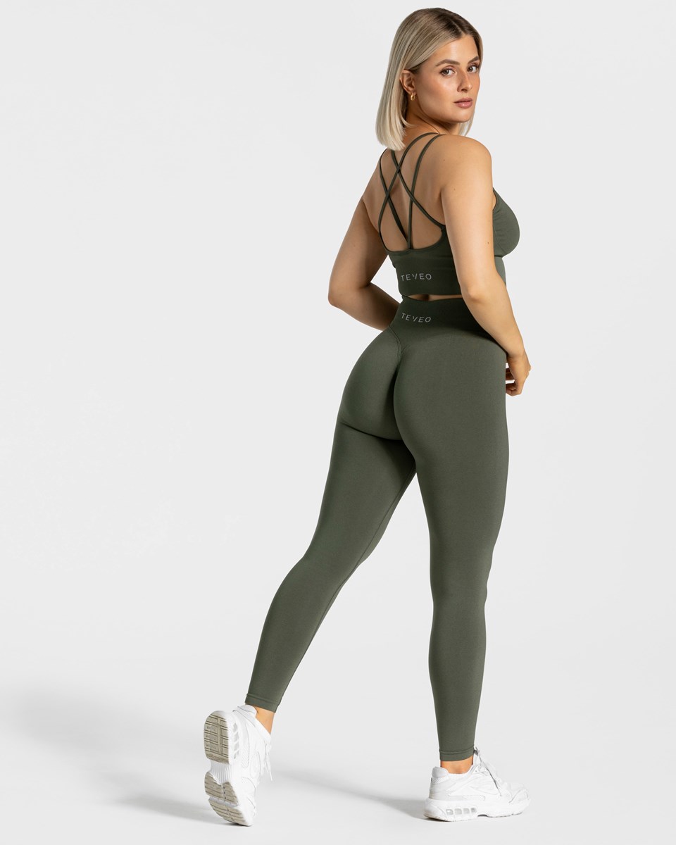 TEVEO Statement Scrunch Leggings Khaki | 421973KSF